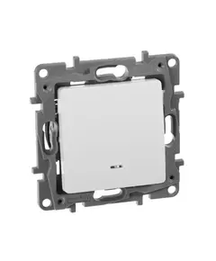 Механизм переключателя 1-кл. СП Etika Plus 10А IP20 250В 10AX с подсветкой безвинт. зажимы бел. Leg 672215