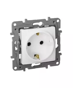 Механизм розетки 1-м СП Etika 16А IP31 250В 2P+E с заземл. защ. шторки немецк. стандарт винт. клеммы бел. Leg 672222