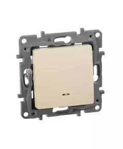 Механизм переключателя 1-кл. СП Etika Plus 10А IP20 250В 10AX с подсветкой безвинт. зажимы сл. кость Leg 672315