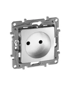 Механизм розетки 1-м СП Etika 16А IP31 250В 2P без заземл. защ. шторки немецк. стандарт винт. клеммы алюм. Leg 672434