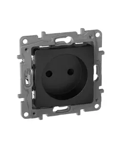 Механизм розетки 1-м СП Etika 16А IP31 250В 2P без заземл. защ. шторки немецк. стандарт винт. клеммы антрацит Leg 672634