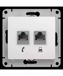 Механизм розетки комп. + телеф. 2-м СП Glossa RJ11 + RJ45 бел. SchE GSL000185