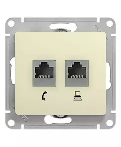 Механизм розетки комп. + телеф. 2-м СП Glossa RJ11 + RJ45 беж. SchE GSL000285