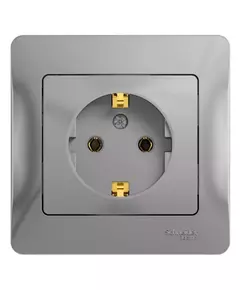 Розетка 1-м СП Glossa 16А IP20 с заземл. в сборе алюм. SchE GSL000342