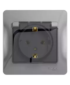 Розетка 1-м СП Glossa 16А IP20 с заземл. защ. шторки с крышкой в сборе алюм. SchE GSL000346