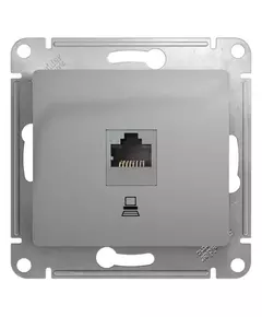 Механизм розетки комп. 1-м СП Glossa RJ45 CAT.5E алюм. SchE GSL000381K