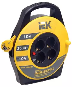 Удлинитель на катушке 4х10м с заземл. 10А IP20 УК10 "Industrial" с термозащ. 3х1 IEK WKP14-10-04-10