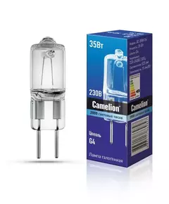Лампа галогенная JD 35Вт капсула g4 3000К 240В Camelion 10406
