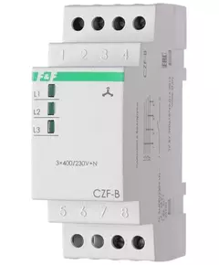 Реле контроля фаз CZF-B (3х400/230+N 8А 1перекл. IP20 монтаж на DIN-рейке) F&F EA04.001.002