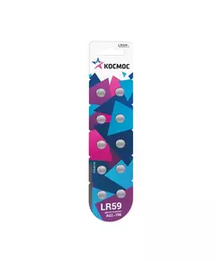 Элемент питания алкалиновый "таблетка" AG2 LR59 (блист.10шт) Космос KOCG2(LR59)10BL