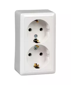 Розетка 2-м ОП Хит 16А 250В без защ. шторок с заземл. бел. SchE RA16-238-B