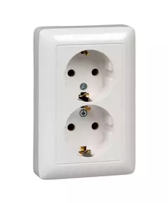 Розетка 2-м СП Хит 16А 250В без защ. шторок с заземл. бел. SchE RS16-236-B
