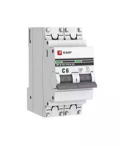 Выключатель автоматический модульный 2п C 6А 4.5кА ВА 47-63 PROxima EKF mcb4763-2-06C-pro