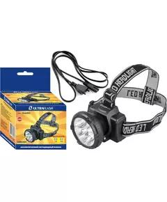 Фонарь налобный аккумуляторный LED 5363 (220В 9LED 2 режима черн.) Ultraflash 11257