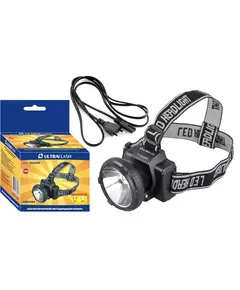 Фонарь налобный аккумуляторный LED 5364 (220В LED 2 режима; черн.) Ultraflash 11258