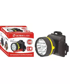 Фонарь налобный 909LED5 (5LED 1 режим; 3хR6 черн.) Ultraflash 11781