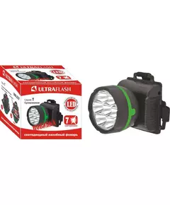 Фонарь налобный 909LED7 (7LED 1 режим; 3хR6 черн.) Ultraflash 11782