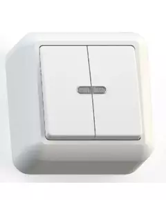 Выключатель 2-кл. ОП Оптима 10А IP20 А510-387 с индикацией с монтаж. пластиной бел. Кунцево 8004