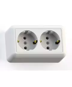 Розетка 2-м ОП Оптима РА16-374 16А IP20 с заземл. с монтаж. пластиной бел. Кунцево 8010
