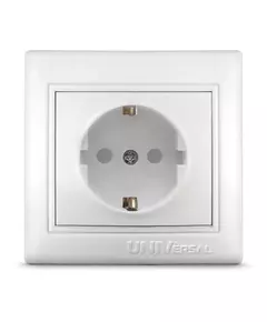 Розетка 1-м СП Севиль 16А IP32 с заземл. защ. шторки бел. UNIVersal С0049