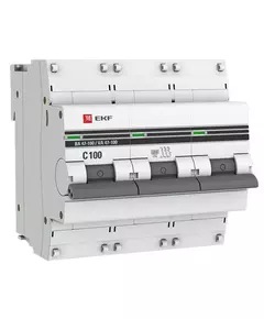 Выключатель автоматический модульный 3п C 100А 10кА ВА 47-100 PROxima EKF mcb47100-3-100C-pro