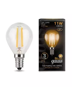 Лампа светодиодная филаментная Black Filament 11Вт шар 2700К E14 Gauss 105801111