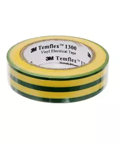 Изолента ПВХ 15мм Temflex 1300 желт./зел. (рул.10м) 3М 7100081324