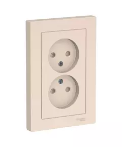 Розетка 2-м СП AtlasDesign 16А IP20 без заземл. защ. шторки в сборе беж. SchE ATN000222