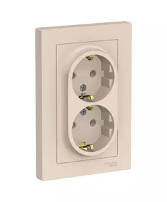 Розетка 2-м СП AtlasDesign 16А IP20 с заземл. в сборе беж. SchE ATN000224