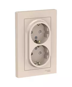 Розетка 2-м СП AtlasDesign 16А IP20 с заземл. защ. шторки в сборе беж. SchE ATN000226