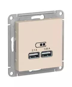 Механизм розетки USB AtlasDesign 5В 1порт х 2.1А 2порта х 1.05А беж. SchE ATN000233
