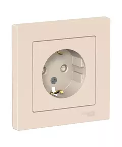 Розетка 1-м СП AtlasDesign 16А IP20 с заземл. защ. шторки в сборе беж. SchE ATN000244