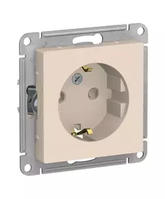 Механизм розетки 1-м СП AtlasDesign 16А IP20 с заземл. защ. шторки беж. SchE ATN000245