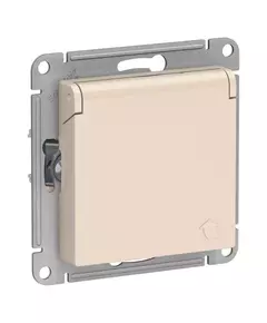 Механизм розетки 1-м СП AtlasDesign 16А IP20 с заземл. защ. шторки с крышкой беж. SchE ATN000246