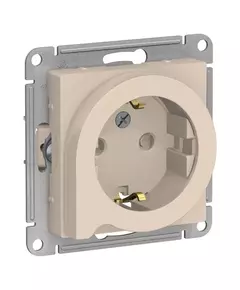 Механизм розетки 1-м СП AtlasDesign 16А IP20 с заземл. защ. шторки с выталк. вилки беж. SchE ATN000247