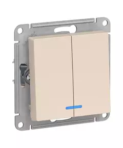 Механизм выключателя 2-кл. СП AtlasDesign 10А IP20 (сх. 5а) 10AX с подсветкой беж. SchE ATN000253