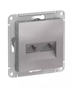 Механизм розетки компьютерной 2-м AtlasDesign RJ45 + RJ45 кат.5e алюм. SchE ATN000385