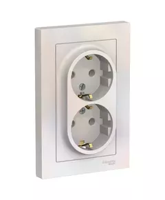 Розетка 2-м СП AtlasDesign 16А IP20 с заземл. в сборе жемчуж. SchE ATN000424
