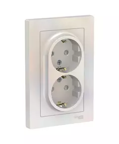 Розетка 2-м СП AtlasDesign 16А IP20 с заземл. защ. шторки в сборе жемчуж. SchE ATN000426
