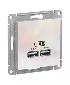 Механизм розетки USB AtlasDesign 5В 1порт х 2.1А 2порта х 1.05А жемчуж. SchE ATN000433