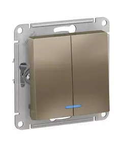 Механизм выключателя 2-кл. СП AtlasDesign 10А IP20 (сх. 5а) 10AX с подсветкой шампань SchE ATN000553