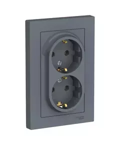 Розетка 2-м СП AtlasDesign 16А IP20 с заземл. в сборе грифель SchE ATN000724