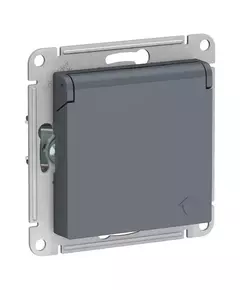 Механизм розетки 1-м СП AtlasDesign 16А IP20 с заземл. защ. шторки с крышкой грифель SchE ATN000746