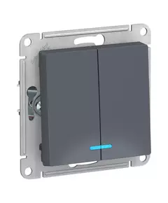 Механизм выключателя 2-кл. СП AtlasDesign 10А IP20 (сх. 5а) 10AX с подсветкой грифель SchE ATN000753