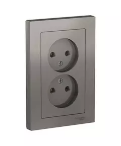 Розетка 2-м СП AtlasDesign 16А IP20 без заземл. в сборе сталь SchE ATN000920