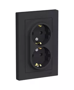 Розетка 2-м СП AtlasDesign 16А IP20 с заземл. в сборе карбон SchE ATN001024