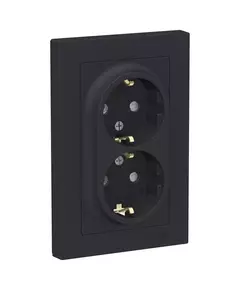 Розетка 2-м СП AtlasDesign 16А IP20 с заземл. защ. шторки в сборе карбон SchE ATN001026