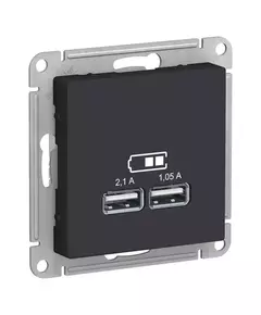 Механизм розетки USB AtlasDesign 5В 1порт х 2.1А 2порта х 1.05А карбон SchE ATN001033