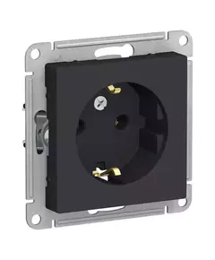 Механизм розетки 1-м СП AtlasDesign 16А IP20 с заземл. карбон SchE ATN001043
