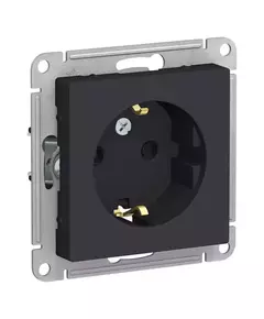 Механизм розетки 1-м СП AtlasDesign 16А IP20 с заземл. защ. шторки карбон SchE ATN001045
